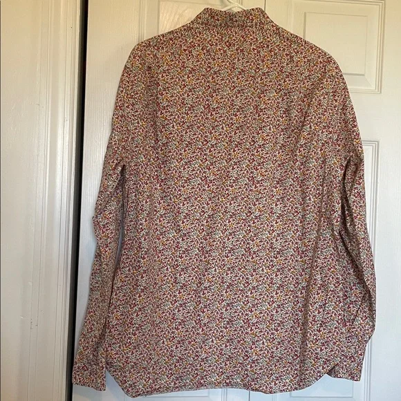 J. Crew flex washed classic floral pinks/reds button down sz L - Picture 8 of 11